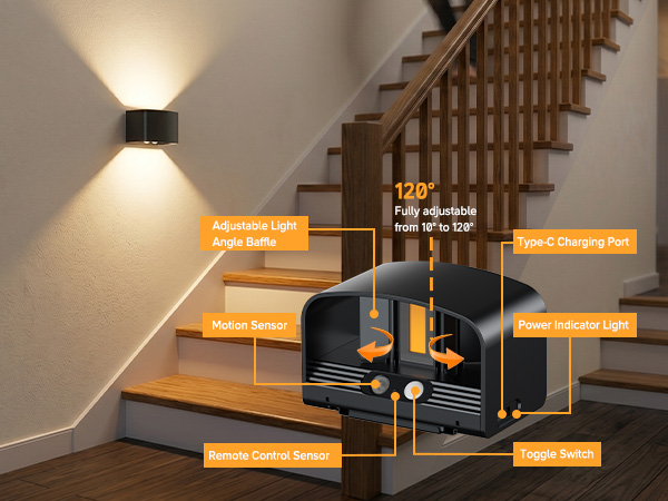 Motion Sensor Wall Light with Remote Control