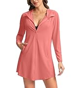 SANTINY Women's UPF50+ Swim Cover Up Sun Protection Hoodie Long UV Jacket SPF Lightweight Swimsui...