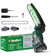 NEWBEAT 6-Inch Cordless Mini Chainsaw - Battery Powered Handheld Electric Portable Saw for Tree B...