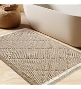Waffle Bath Mat, Boho Woven Modern Bath Rug Absorbent Non Slip, Ultra Soft Bathroom Mats, Machine...