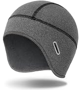 MELASA Winter Helmet Liner Skull Cap, Fleece Lined Warm Cycling Cap with Glasses Holes, Thermal H...