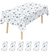 JHDZDHY 6 Pack Christmas Snowflake Tablecloth Disposable Christmas Plastic Tablecloth Table Cover...