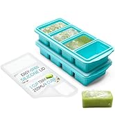 XOMOO Silicone Freezer Tray With Lid - Soup Freezer Container molds - Large Ice Cube Tray- makes ...