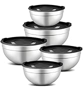 hunnycook 5 Piece Mixing Bowl Set, Mixing Bowls with Lid, Stainless Steel Mixing Bowls for Baking...
