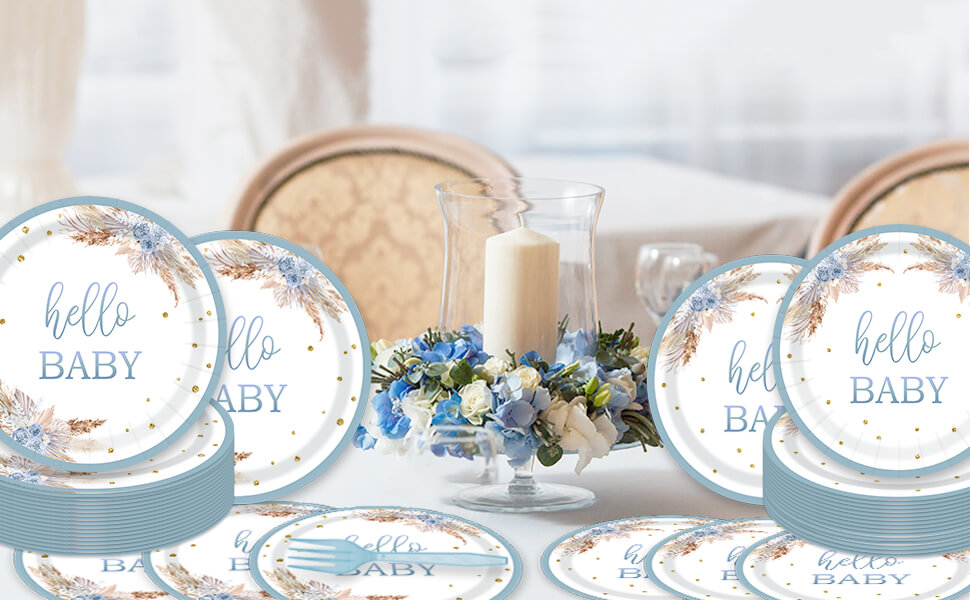 dusty blue paper plates