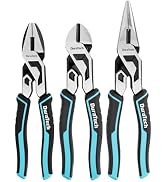DURATECH 3-Piece Compound Pliers Set, Gen 2 Dual Pivot Design | CR-V Steel High-Leverage 8.5" Nee...
