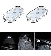 2 PCS Car Led Lights Interior,White Ambient Lighting Car Interior,USB Rechargeable Car Interior R...