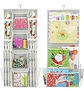Simple Houseware Double-Sided Hanging Gift Wrap Organizer Storage Pockets, Gray (Set of 1)