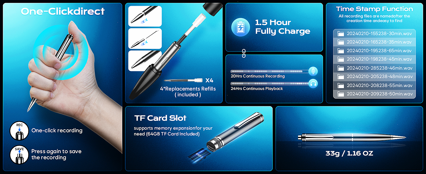 Voice Activated Sound Audio Tap Recorder Device