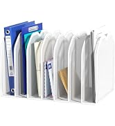 FANXIYQ White 7-Section File Folder Organizer for Desk, Metal Vertical File Holder Stand, Desktop...