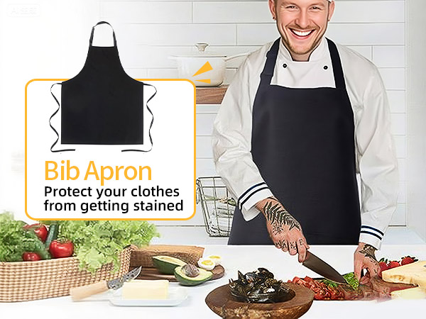 Unisex Aprons Adjustable Waterdrop with 2 Pockets Cooking Kitchen Apron for Chef, BBQ Drawing Apron