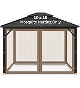 Gazebo Replacement Mosquito Netting Outdoor Universal Gazebo Canopy 4-Panels Screen Sidewalls wit...