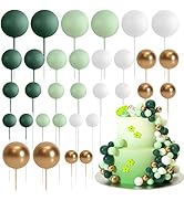 ASTARON 32 Pcs Ball Cake Topper Decorations Mini Balloons Cake Topper Sticks Foam Balls Cake Pick...