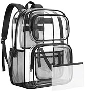 mommore Clear Backpack Set for School, Large Heavy Duty Transparent Bookbag with Pencil Bag for B...