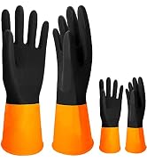 ROYAKI Chemical Resistant Cleaning Gloves, L-XL Set of 2 Pairs Rubber Gloves for Dishwashing , He...