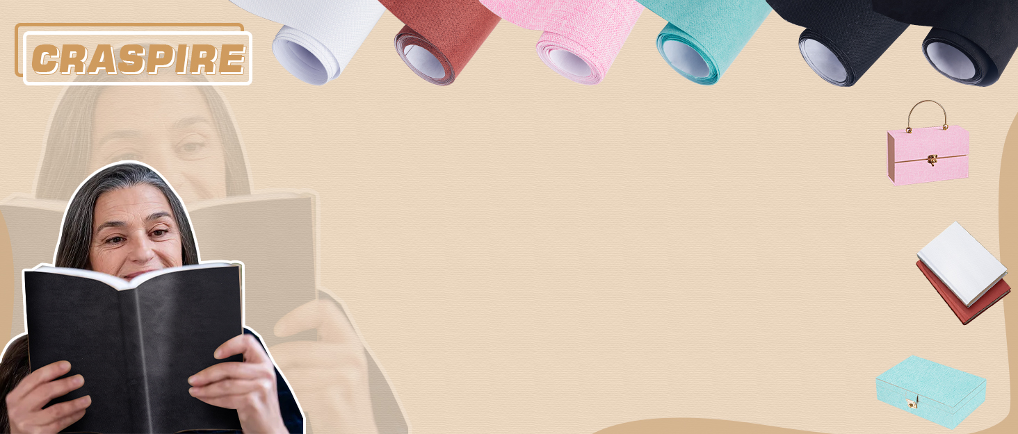 Craspire-branded image with colorful book-like objects and a person reading. Background shows various pastel-colored items including a handbag and cloud shape.