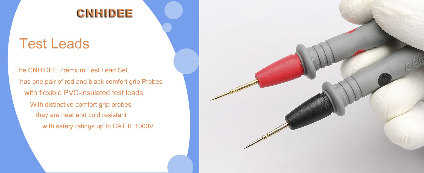 1000V 20A Ultra-Sharp Gold-Plated Test Probe Lead for Multimeter Meter Tester, 41 inch / 105 cm