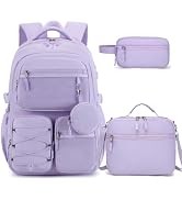 Similove Backpack for Teen Girls, 3PCS School Backpack for Girls with Lunch Box & Pencil Case, Ki...