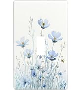 Decorative Art Light Switch Covers Fresh Blue Cosmos Flower & Bee Single Toggle Wall Plate Decora...