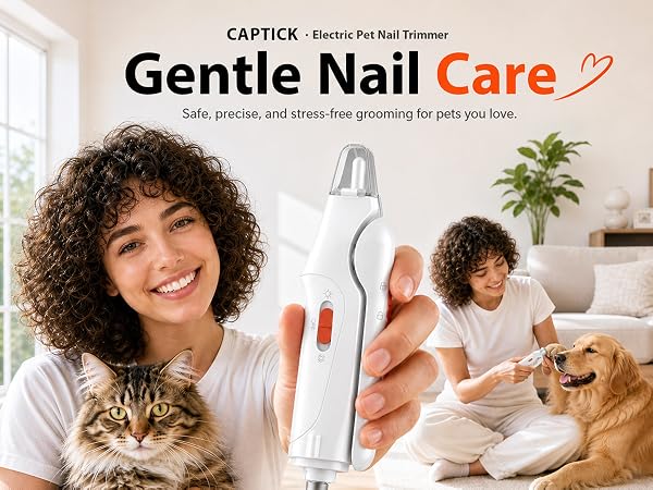 CATPICK 2-in-1 pet nail trimmer with grinder for gentle dog and cat grooming at home