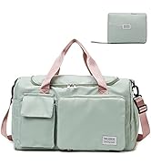 Travel Bag, Large Capacity Folding, Sports Gym with Wet Pocket & Shoes Compartment, Foldable Duff...