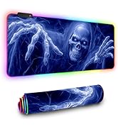 35.4 x 15.7 Inch RGB Gaming Mouse Pad – Blue Skeleton LED Backlit Desk Mat, Large Extended Size w...