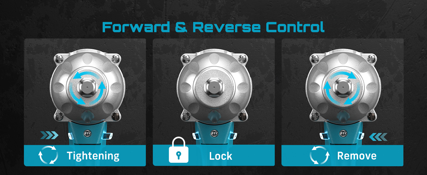 This has forward/backward functions: tightening, locking, and disassembling.