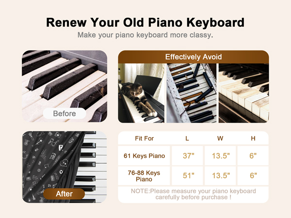 Piano Keyboard Dust Cover with Music Stand