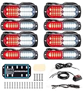 BooYu 8-pcs Sync Feature LED Emergency Strobe Lights Ultra Slim Grille Surface Mount Flashing War...
