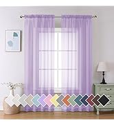 Aiyufeng Light Purple Sheer Curtain Panels Pair Sold 84 Inch Length, Light Filtering Window Curta...