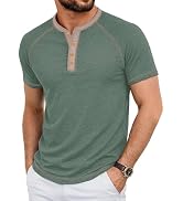 PEGENO Men's Henley Shirts Short Sleeve Summer Casual Mens Shirts Classic Vintage Button T Shirts