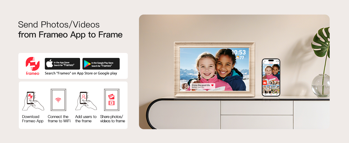 frameo digital frame wifi picture photo video share moment from phone