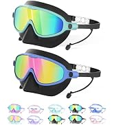 YLKJSWIM Kids Swim Goggles with Nose Cover for 3-15, 2 Pack Anti Fog/UV Swimming Goggles Mask for...