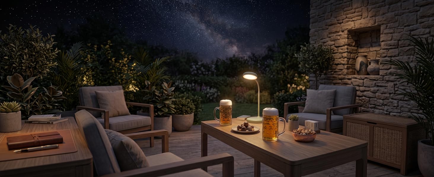 in the patio with friends