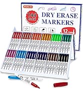 Dry Erase Markers,Shuttle Art 12 Colors 144 Bulk Pack Whiteboard Markers, Fine Point Dry Erase Ma...
