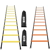 GHB Pro Agility Ladder 2 Pack Agility Training Ladder Speed 12 Rung 20ft with Carrying Bag (Yello...