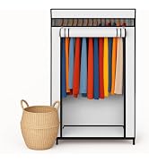 HOLDN’ STORAGE Portable Wardrobe Closet - 50 lb Capacity, Internal Heavy Duty Metal Rod, Zipper &...