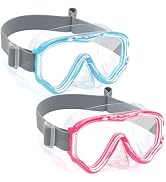 Vvinca Kids-Goggles with Nose Cover, Diving Mask Elastic Fabric Strap Anti Fog Anti Shattered Len...