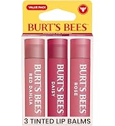 Burt’s Bees Tinted Lip Balm, Mothers Day Gifts, Value Pack Includes 3 Lip Balms: Red Dahlia, Dais...