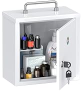 Uniclife Wall Mount Medicine Cabinet with Key Lock & Handle Locking First Aid Cabinet Lockable Me...
