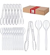 Mwellewm 18Pcs Serving Utensils, 10'' Plastic Serving Utensils Set, Large Disposable Serving Spoo...