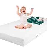 Babelio Breathable Crib Mattress, Dual-Sided, Memory Foam, Waterproof, Removable and Machine-Wash...