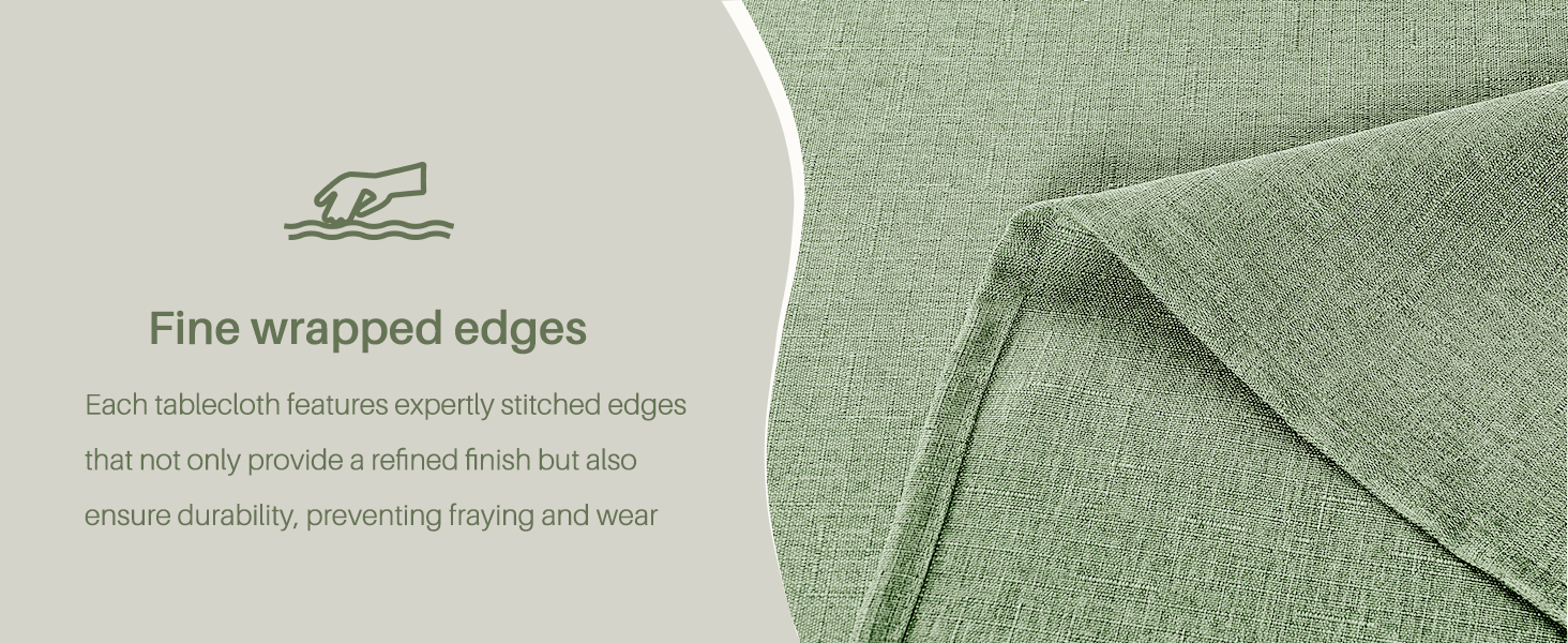 IVAPUPU Textured Linen Rectangle Table Cloth, Sage Green