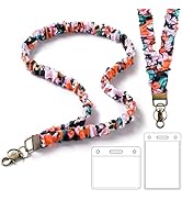 POPLOPP Scrunchie Lanyard with ID Badges Holder for Women, Stretchy Lanyards for Teachers, Cute N...