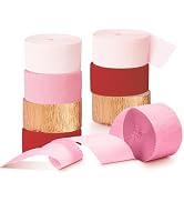 NICROHOME EUR Valentine's Day Decorations, 8 Rolls Pink Red Crepe Paper Streamers for Galentine's...