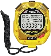 PULIVIA Stopwatch Timer 10 Splits/Laps Digital Stop Watch for Sports, Countdown Alarm Clock Date ...
