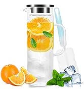 Yirilan Glass Pitcher,51oz/1.5liter Glass Pitcher With Lid,Carafes & Pitchers,Iced Tea Pitcher,Wa...
