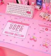 JMIYAV Pink RGB Gaming Mouse Pad 31.5x12 Inch PC XL Large Extended Glowing Led Light Up Desk Pad ...