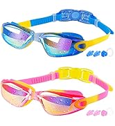 Kids Swim Goggles, 2 Packs Swimming Goggles for Kids Girls Boys and Child Age 4-16