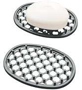 Aenfaiy 2 Pack Soap Bar Holder for Shower, Non-Slip Silicone Bar Soap Dish for Bathroom Sink Kitc...